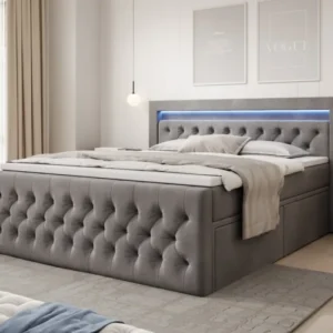 Boxspringbett Menzogna Samt mit LED und Stauraum (2 Schubladen)