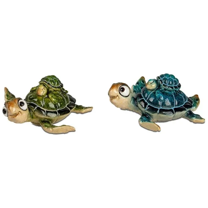 Schildkröten-Set „Mama & Baby“ – Blau & Grün 12 cm