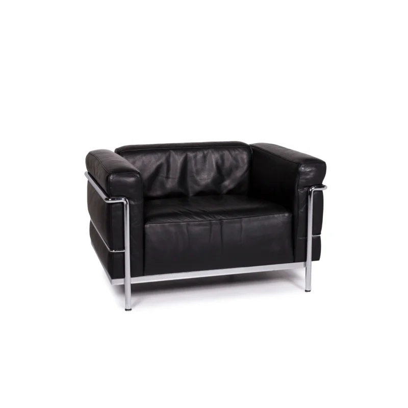 Cassina LC 3 Leder Sessel Schwarz #11395