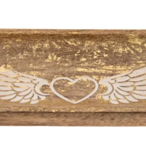 Engelsflügel Räucherstäbchenhalter – Goldverzierung – 27,5 × 10 cm