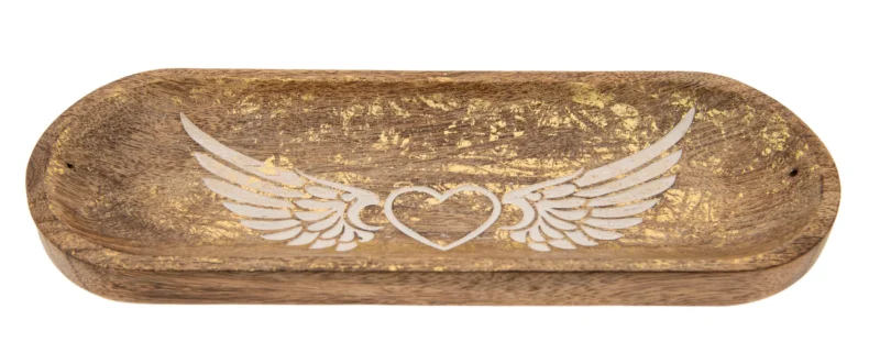 Engelsflügel Räucherstäbchenhalter – Goldverzierung – 27,5 × 10 cm