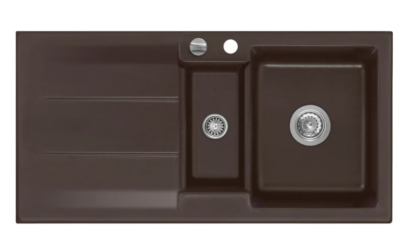 SYSTEMCERAM Einbauspüle Genea 100 F Siena 65 inkl. Excenterbetätigung, für 60 cm Schrankbreite, Spüle zum flächenbündigen Einbau, inkl. 4 x Eckradien R 10 Auflage reversibel 55920265