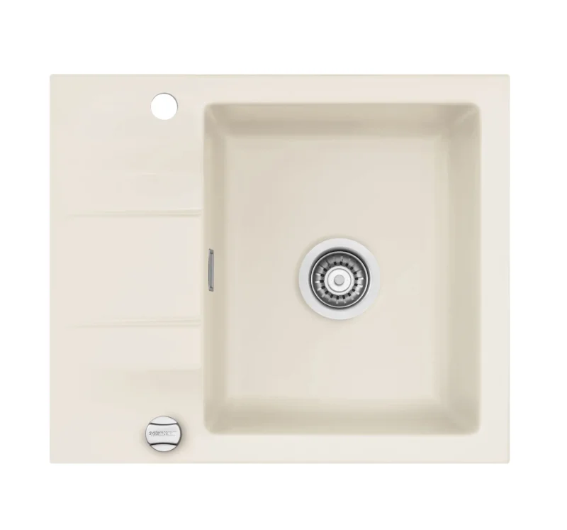 SYSTEMCERAM Einbauspüle Genea 60 F Jasmin 19 inkl. Handbetätigung, für 50 cm Schrankbreite, Spüle zum flächenbündigen Einbau, inkl. 4 x Eckradien R 10 Auflage reversibel 55970119