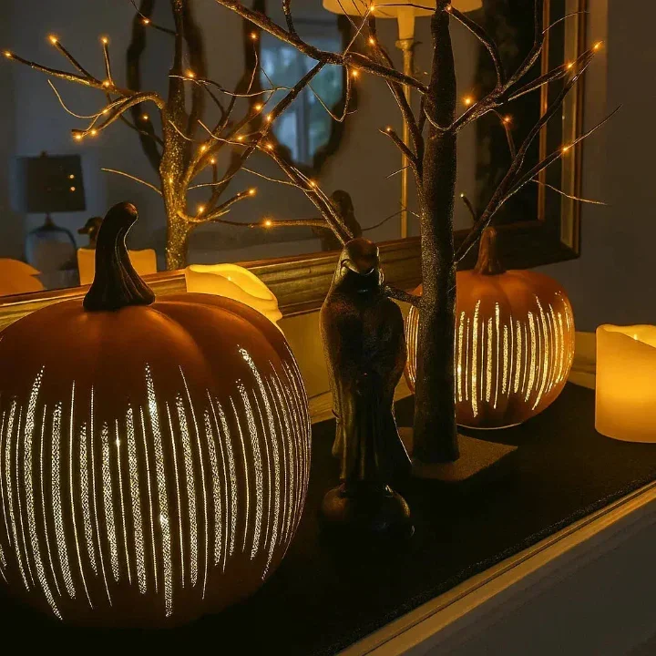 Herbstliche Kürbisleuchte – Funkelndes LED Licht mit Timer