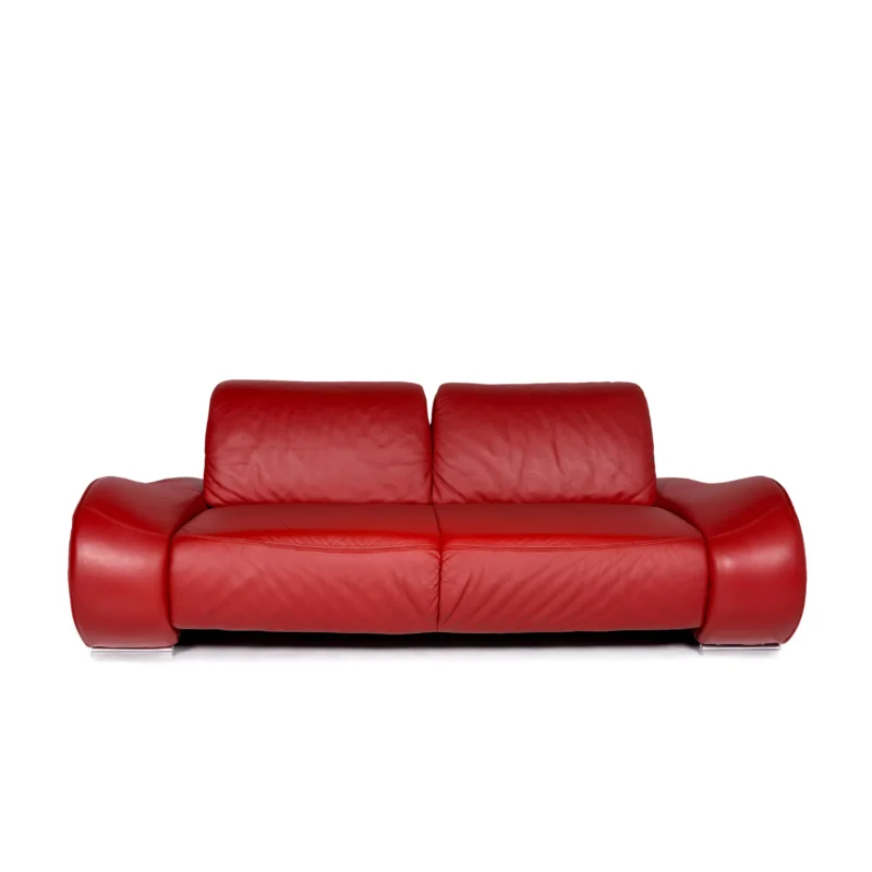 Hummel Leder Sofa Rot Zweisitzer Funktion Couch #11142