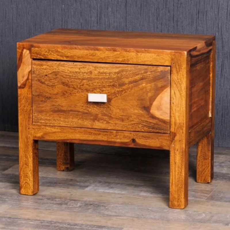 Massivholz Nachtschrank MURALI 45cm Stone Beistelltisch