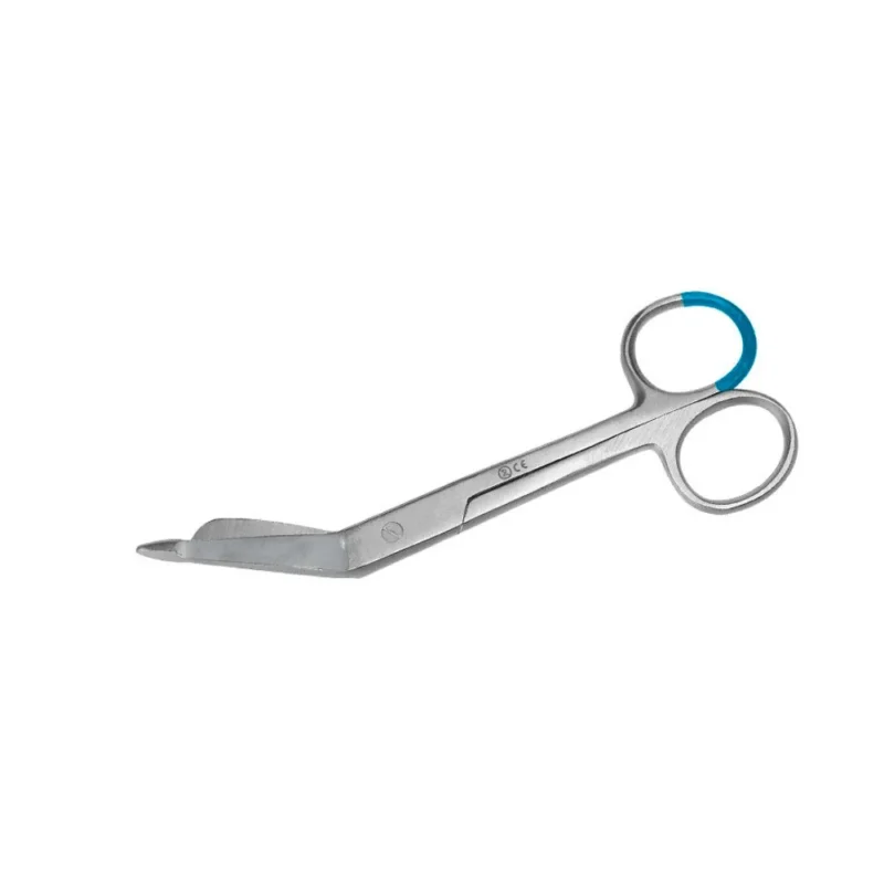 Eine Lister Verbandschere 14,5 cm zum Einmalgebrauch von Servoprax GmbH mit einer Kombination aus Metallklingen und Schlaufengriffen. Die silbernen Griffschlaufen, eine davon mit blauer Beschichtung, sorgen für Präzision. Die abgewinkelten Klingen mit stumpfer Spitze sorgen für sicheres Schneiden und sind somit ideal für den Einsatz als Einweginstrument. Verpackt in Sets zu 25 Stück.