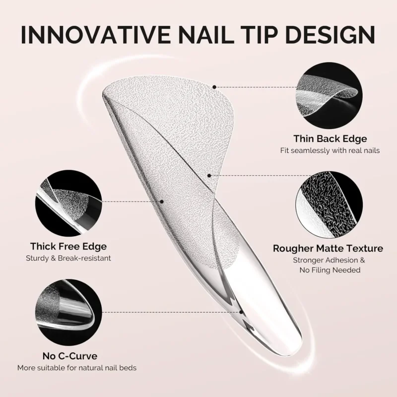 Full Cover Soft Gel Nail Tips Long Almond Stiletto 600pcs – Bild 3