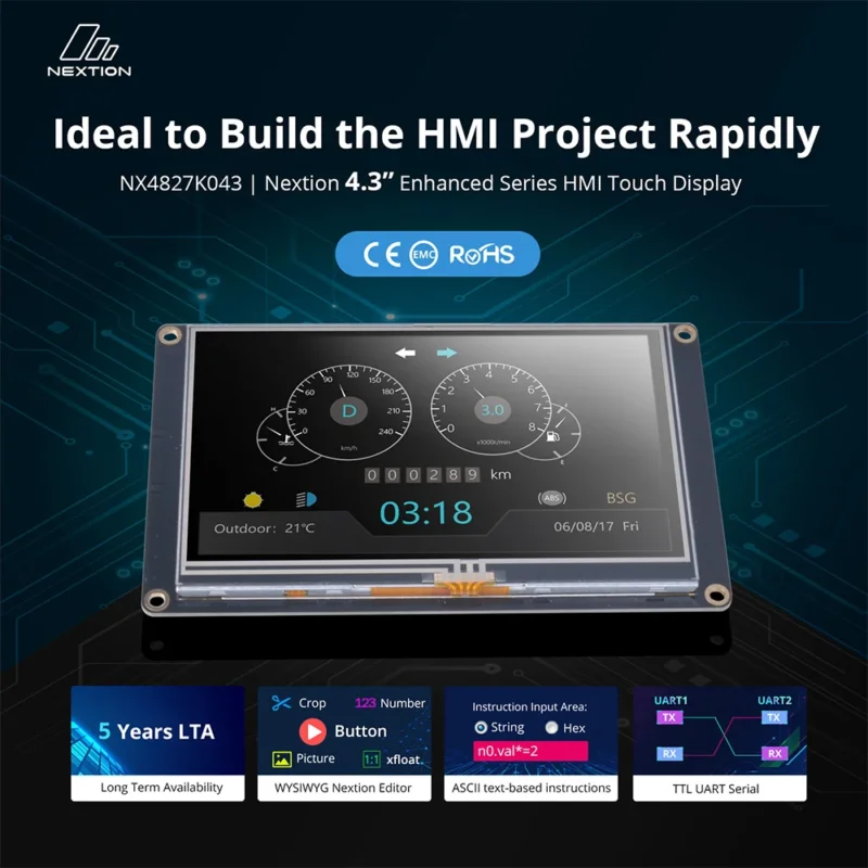 Nextion Enhanced NX4827K043 4.3'' HMI Touch Display (IPS)