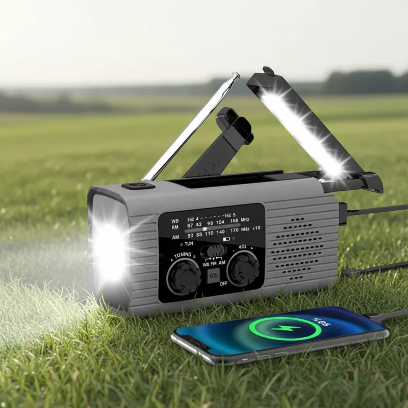 Notfallradio mit Handkurbel Solaraufladung LED-Licht USB-Ausgang