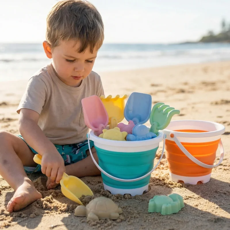 Sandspielzeug Set Kinder faltbarer Eimer Spaten Sieb Tierformen