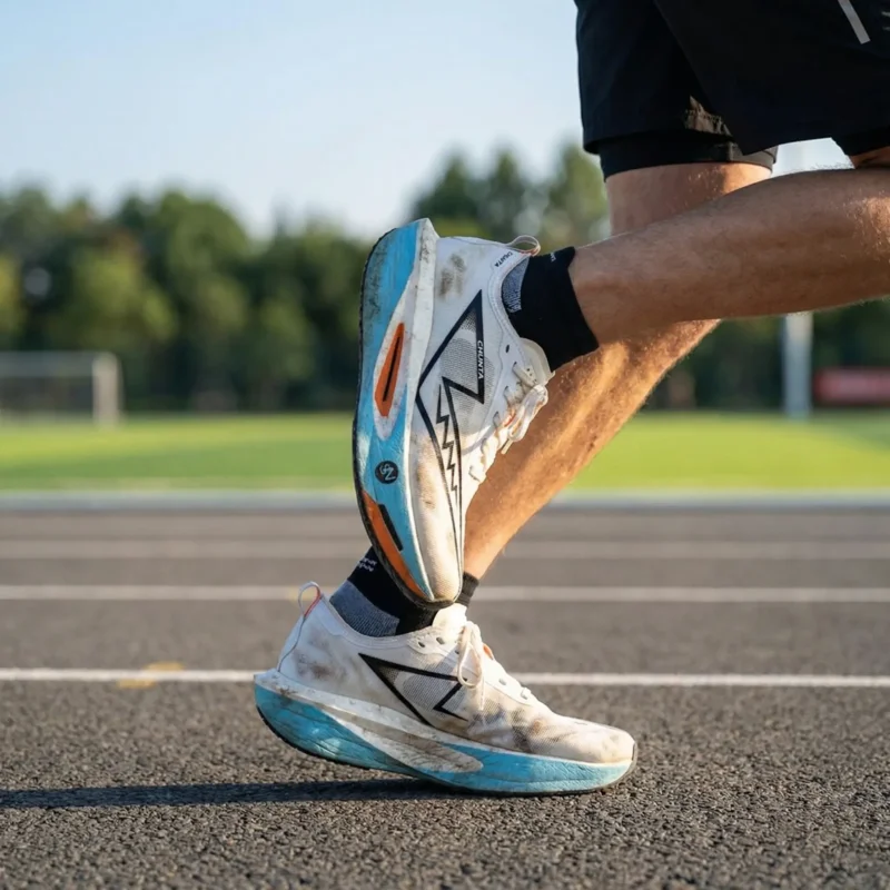 Marathonlaufschuh mit Karbonplatte atmungsaktiv leicht