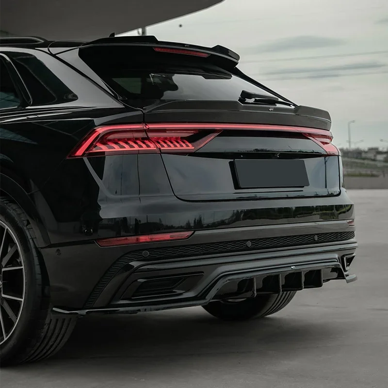 OneWay, Unterlippe, hinten, Hochglanzschwarz, passt für Audi Q8 S-Line MK1 (2018-2023)