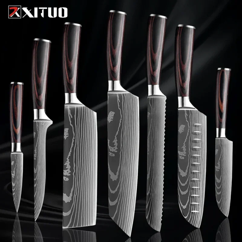 Edelstahl Küchenmesser Set von Nahria - 1-9 Teile mit Ergonomischen Griffen