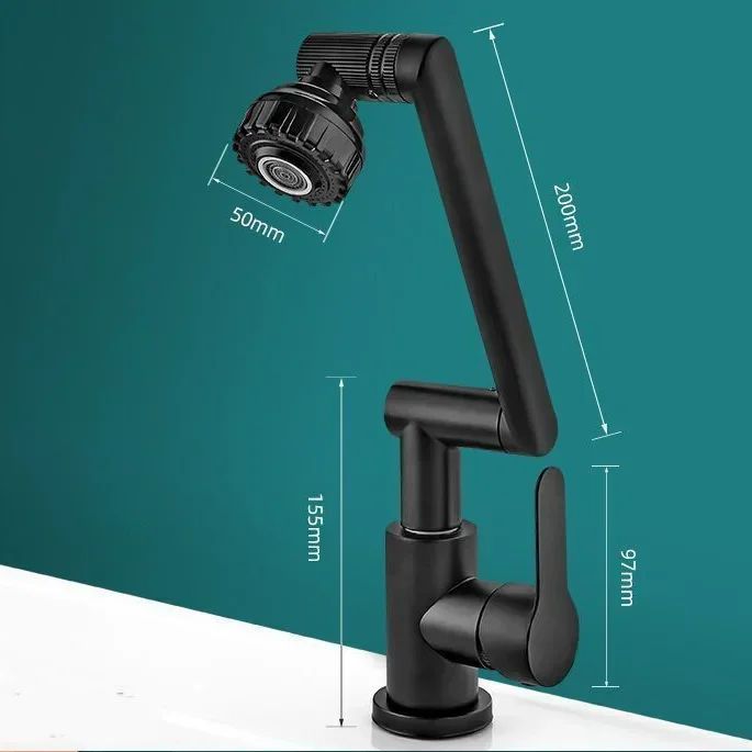 VIvolux | Spritzwassergeschützter mechanischer universal drehbarer Arm Wasserhahn