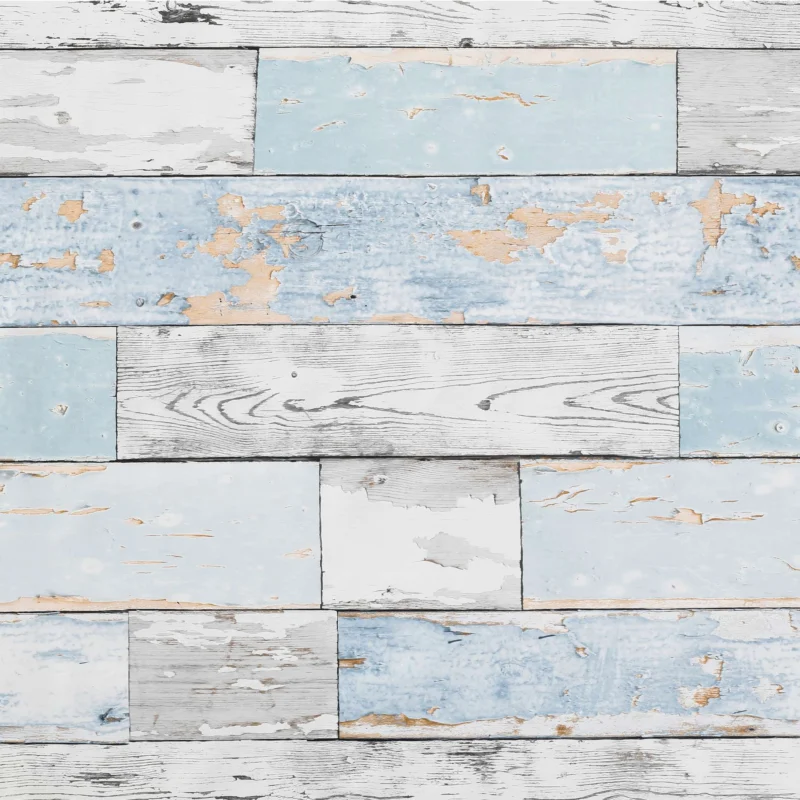 Wachstuchtischdecke PVC "Scrapwood" Holzdielenoptik weiß-blau-grau 1,4m Breite Länge wählbar