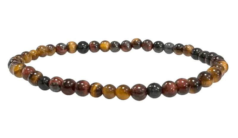 Tigerauge Mix (Gold, Rot & Blau) – Schutz-Armband – 4-5 mm Perlen, A-Qualität