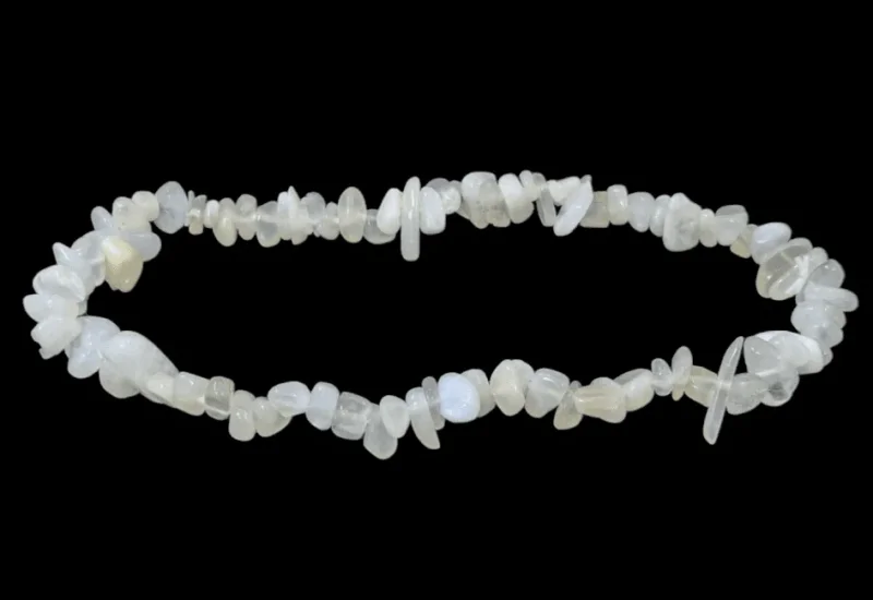 Zartes Peristerit (Weißer Mondstein) Splitterarmband – Feiner Glanz in A-Qualität (3-5 mm)