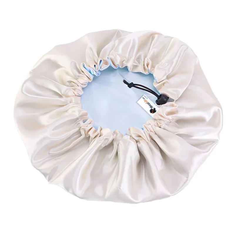 African Fabs Light Blue Satin Hair Bonnet Reversable 1