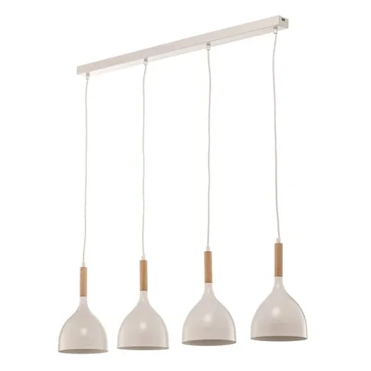 Euluna HĂ€ngeleuchte Noak HĂ€ngelampe Leuchte Lampe 4 Flg. Lang WeiĂ Holz Natur916 B-Ware - 5907565937107