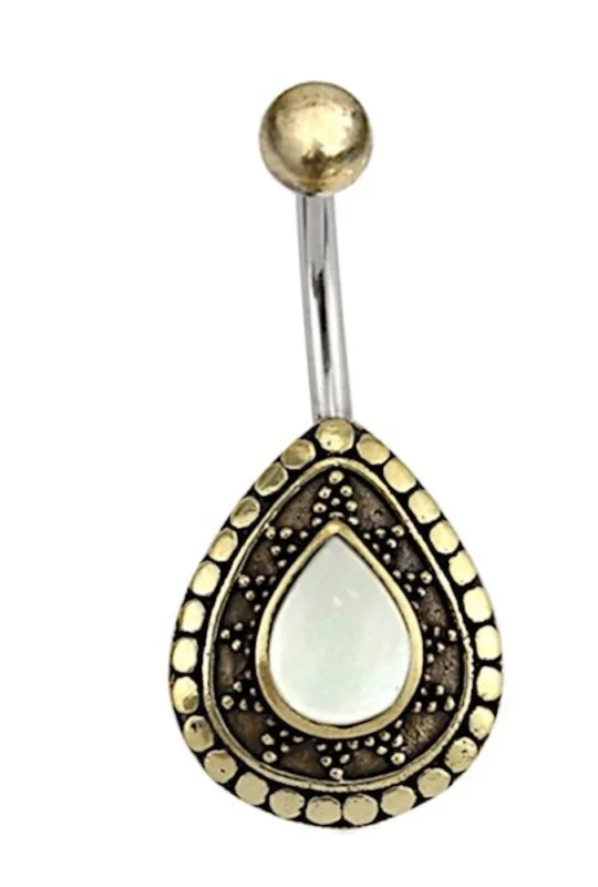 Bauchnabelpiercing Edelstahl Brass Sonnen Träne Inlay - chic - net.de