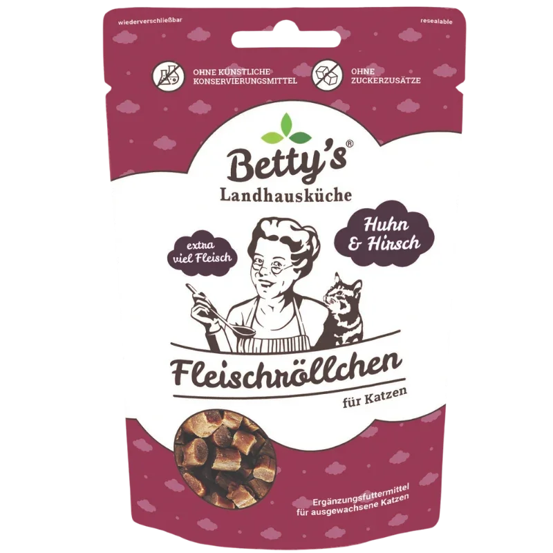 Bettys Landhausküche Cat Snack Fleischröllchen Huhn & Hirsch 50 g
