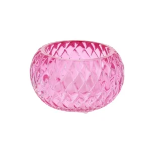 Kerzenhalter aus rosa Kristallglas
