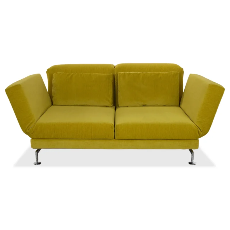 Brühl Moule Stoff Zweisitzer Gelb Grün manuelle Funktion Sofa Couch Neubezug PURA FR 123