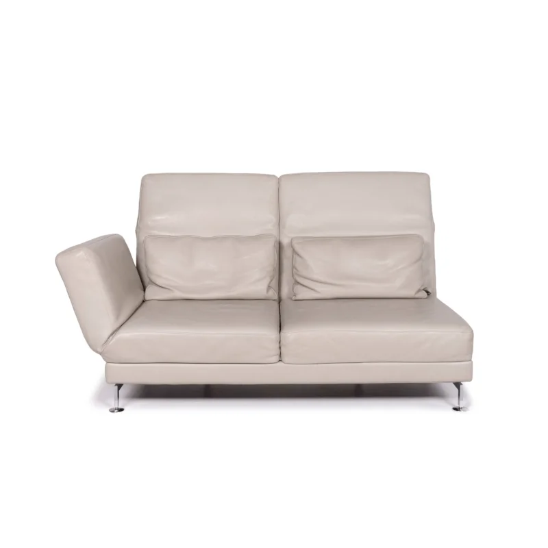 Brühl & Sippold Moule Leder Sofa Grau Zweisitzer Funktion Relaxfunktion Couch #11714