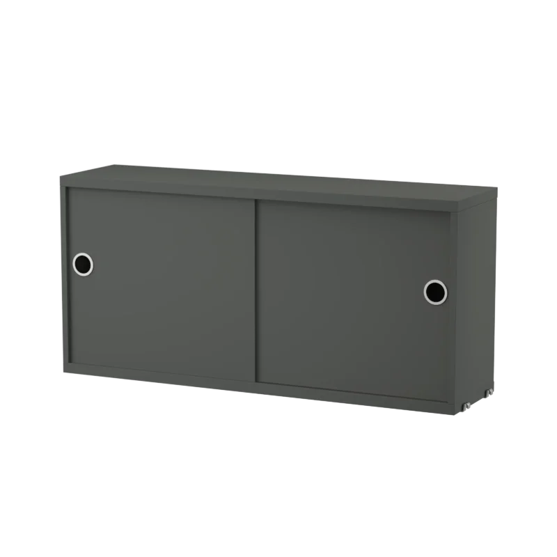String Furniture Schrank mit Schiebetüren B78 x T20 x H37, Dunkelgrau