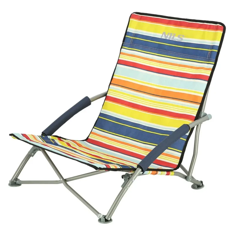 NILS Strandstuhl Blau-Gelb gestreift- Klappstuhl Sonnenstuhl Campingstuhl für Garten, Strand & Outdoor