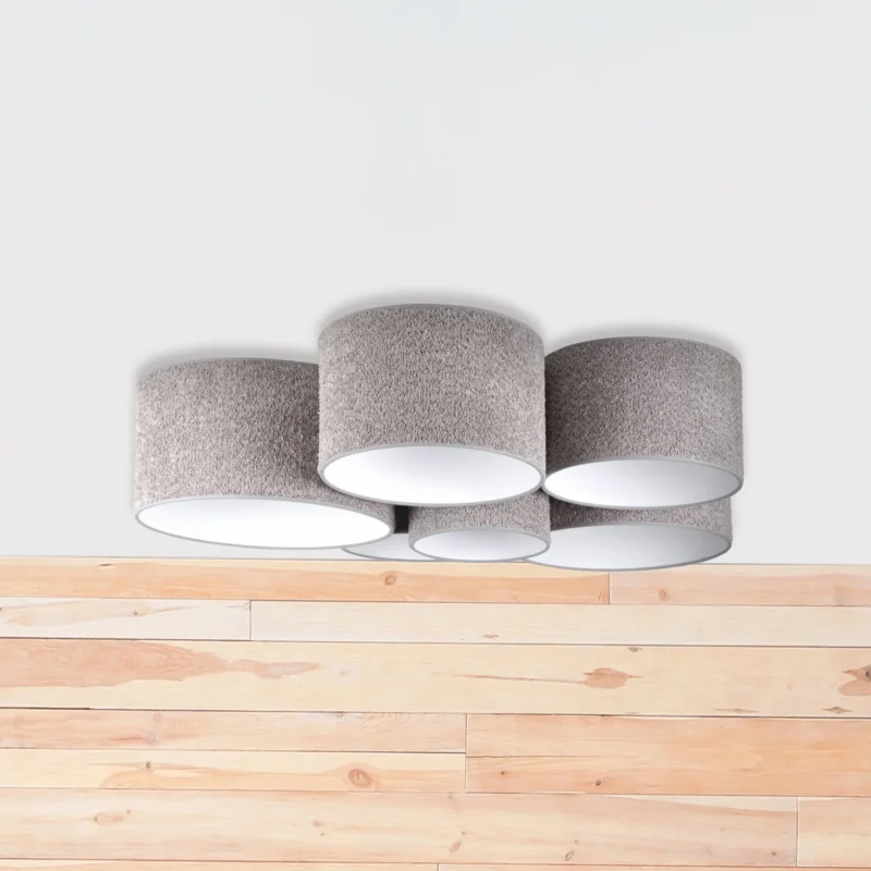 B-Ware Boucle Deckenleuchte Lampe Hauptbeleuchtung Sechs Schirme Grau Wohnraum - 5905317600651