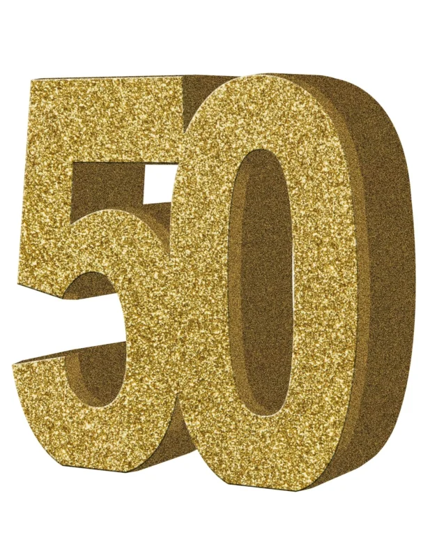 Décoration de table 50 ans dorée pailletée