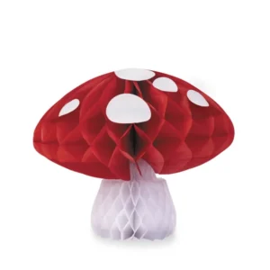 Décoration de champignon alvéolé rouge et blanc