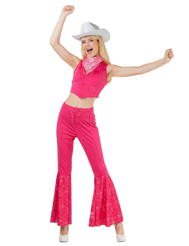 Déguisement complet cowboy sexy pour femme rose avec chapeau et bandana