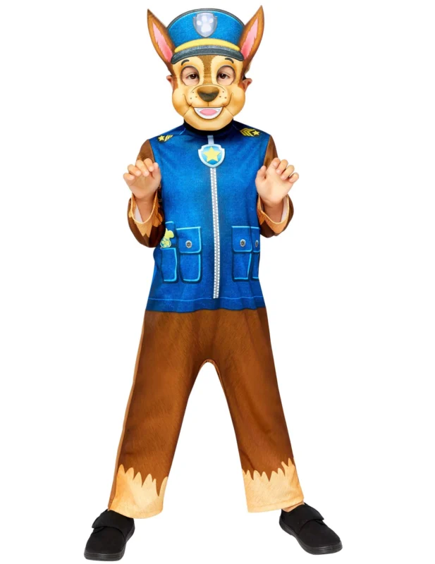 Déguisement et masque Chase Pat'Patrouille pour enfant bleu et marron