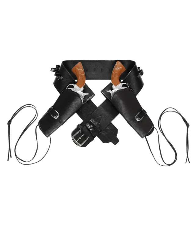 Doppelter Western-Pistolen Halter Schwarz