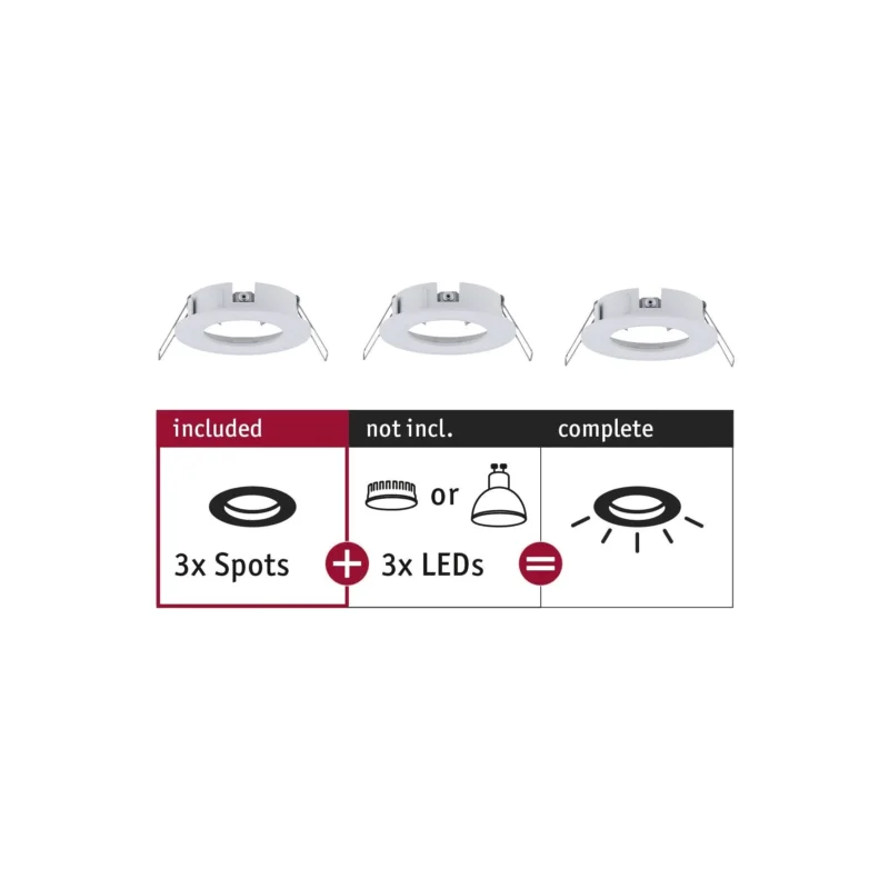 Einbauleuchte Choose Basisset starr IP44 rund 78mm max. 3x10W 230V dimmbar Weiß matt - Paulmann - 92480