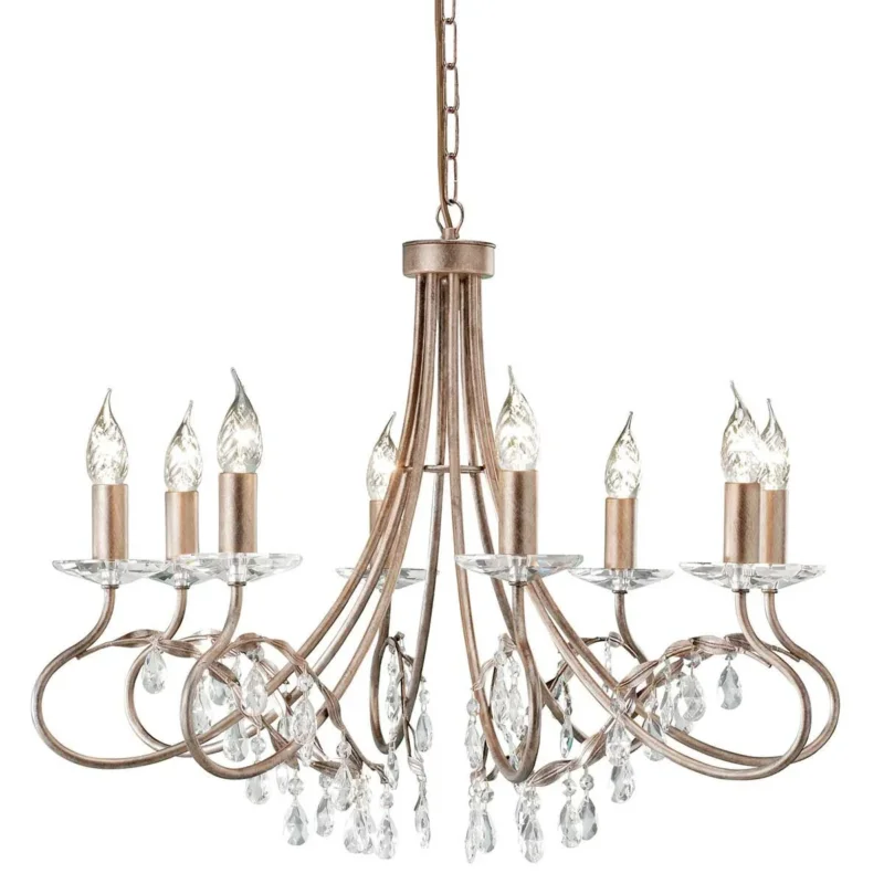 Christina Kronleuchter mit 8 Lichtern, Silber/Gold Patina - Elsteadlighting - leuchtengrosshandel24