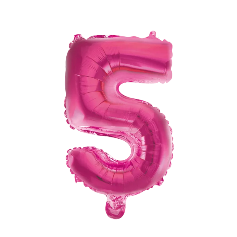 Folie Ballon Cijfer 5 Roze 41cm met Rietje van WeFiesta koop je bij Partywinkel