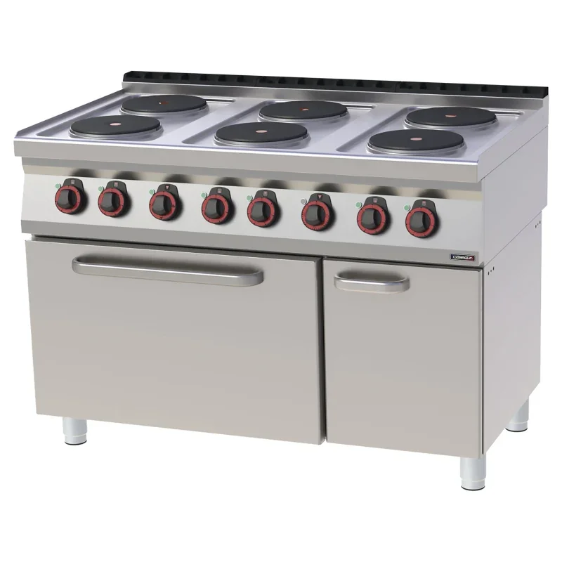 Casselin Elektroherd 6 Kochstellen mit statischem Elektrobackofen GN 2/1 120 - Linie 700