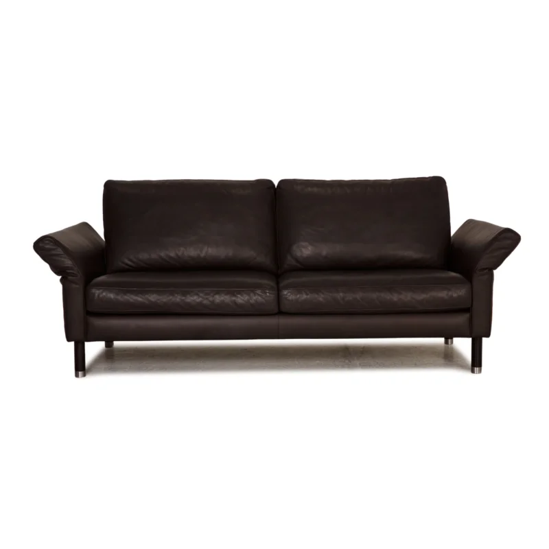 Genske System Plus Leder Sofa Dunkelbraun Dreisitzer Couch