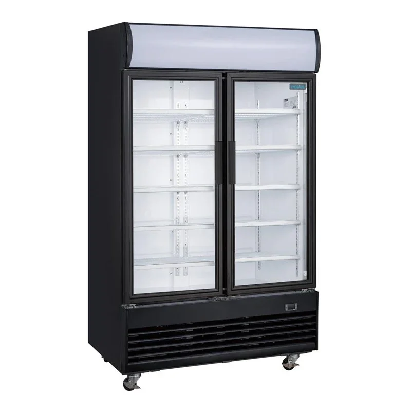 Polar Serie G Kühlvitrine mit Schwenktür und Leuchtkasten 950L Schwarz