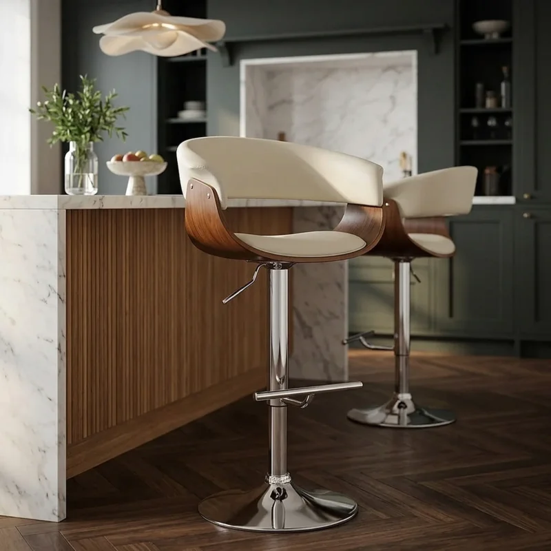 Kunstleder Barhocker Walnuss - Grafton Beige