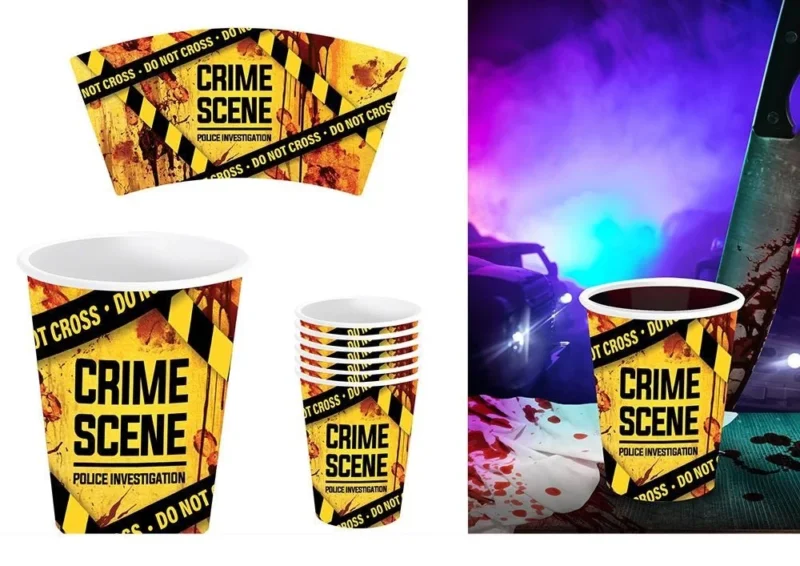 Halloween Bekers Geel Crime Scene van Fiestas Guirca koop je bij Partywinkel