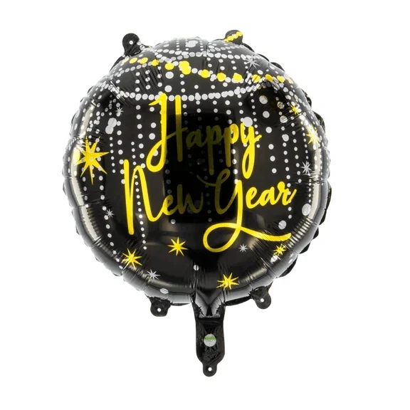 Happy Birthday Helium Ballon Zwart Goud Rond Leeg 45cm van VDV Benefit koop je bij Partywinkel