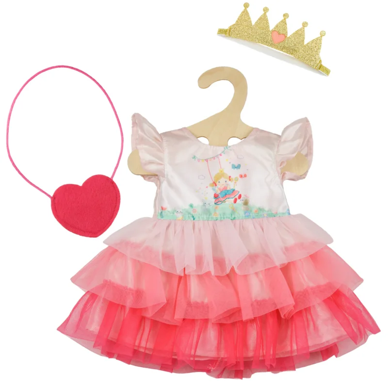 Puppenkleid "Pr!nzessin Emily" mit Herztasche und Krone. Gr. 35-45