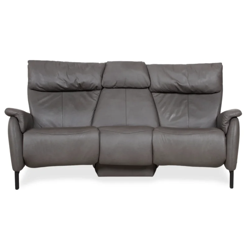 Himolla Trapez Leder Dreisitzer Grau Anthrazit manuelle Funktion Sofa Couch
