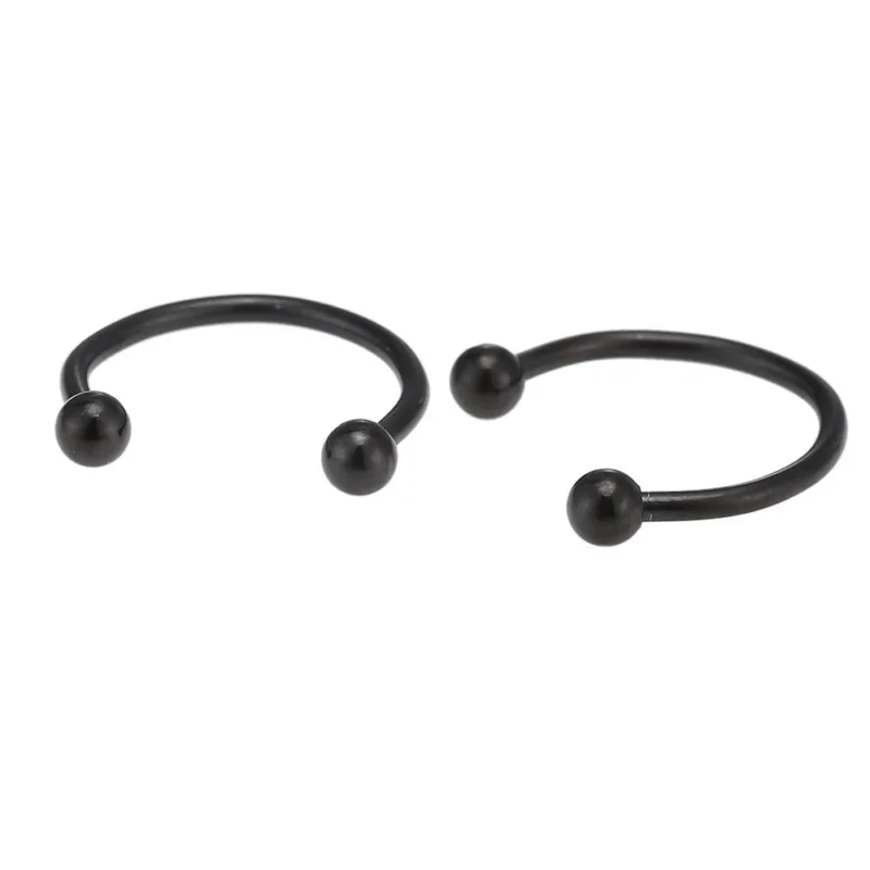 Hufeisen Piercing Circular Barbell mit kleinen Kugeln schwarz aus Edelstahl - chic - net.de
