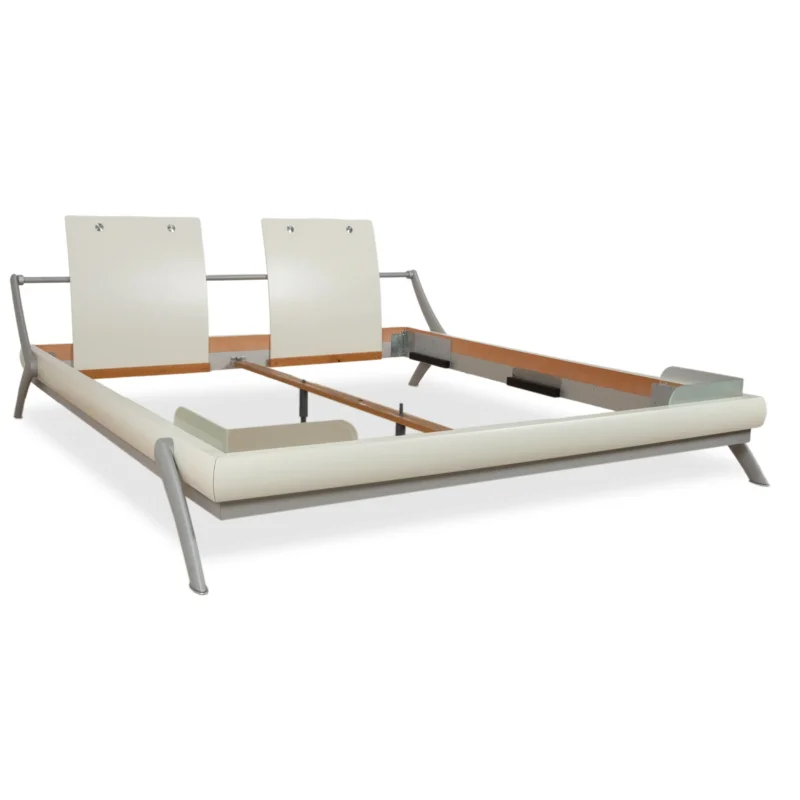 Hülsta Fancy Holz Bett Weiß Creme Silber Glas 180x200